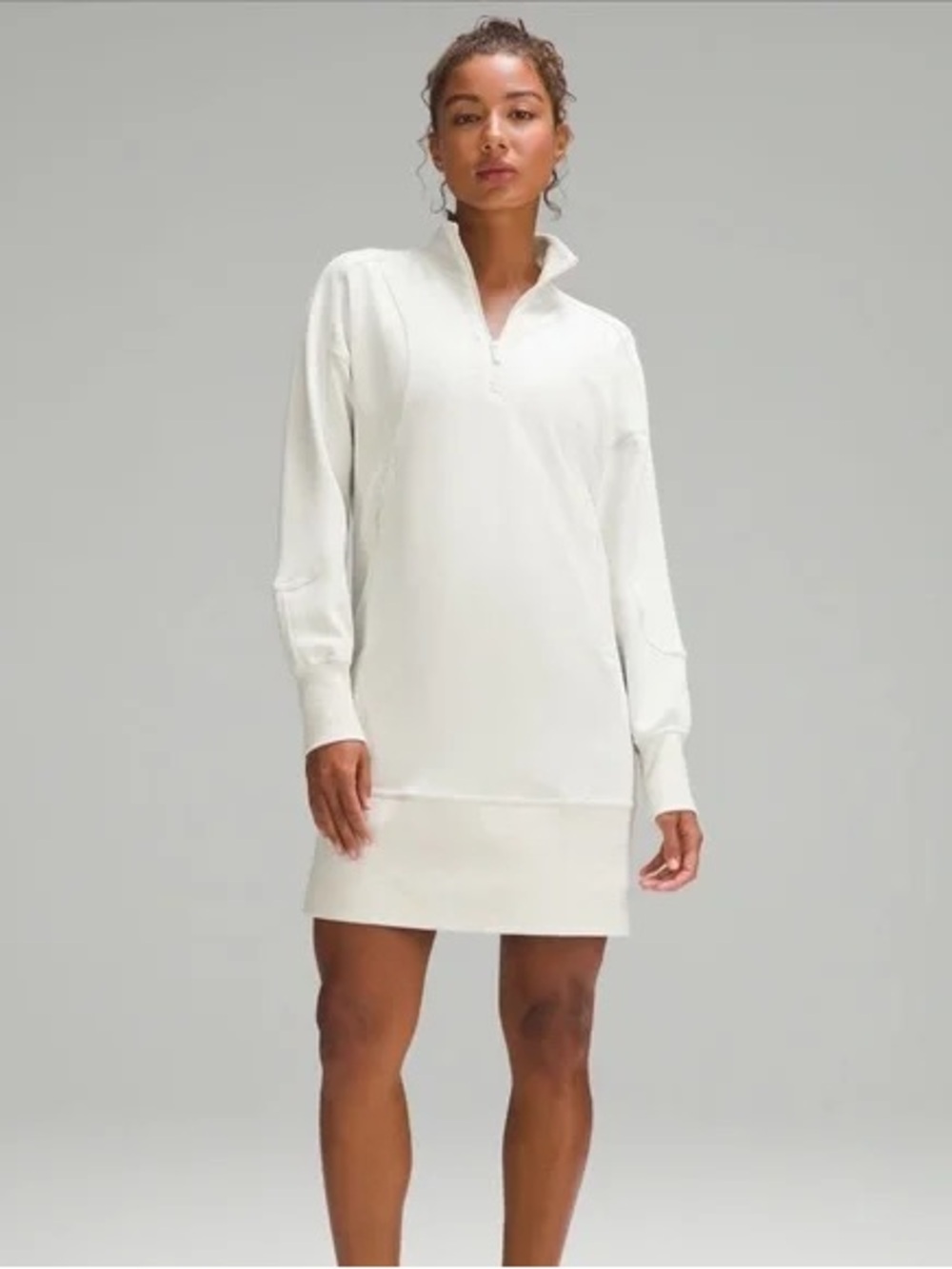 Lululemon softstreme Women’s White Quarter-Zip Sweatshirt Dress - Picture 1 of 3